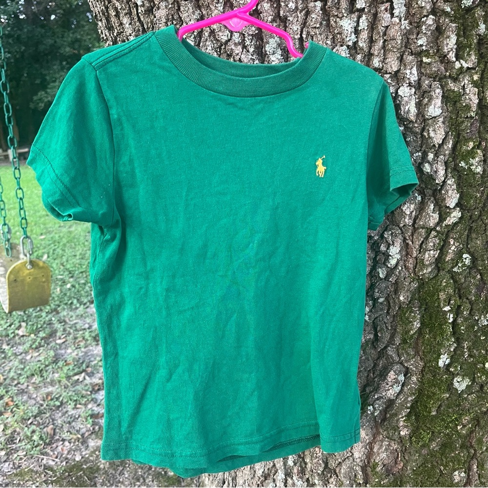 RALPH LAUREN LITTLE BOYS 4T GREEN YELLOW HORSE LOGO COTTON SHORT SLEEVE T SHIRT